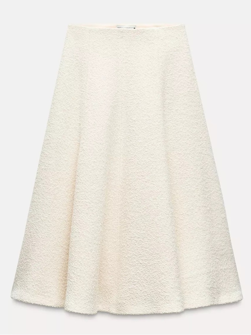 Zara Cream Textured A-Line Midi Skirt